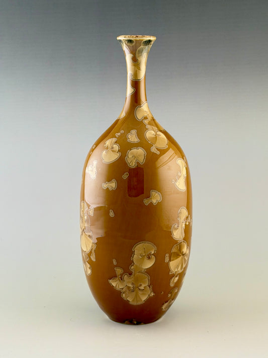 Hand-Thrown Porcelain Medium Flower Vase – Rich Golden Crystalline Glaze – Stephan Roy Studio