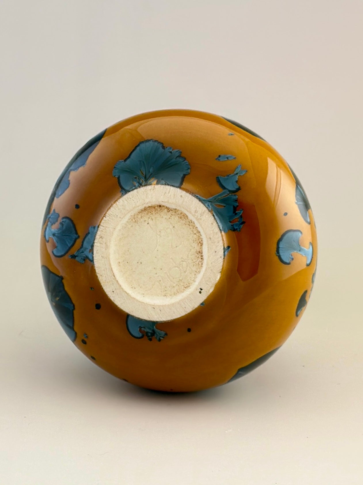 Hand-Thrown Porcelain Flower Vase – Yellow Nickel Blue Crystalline Glaze – Stephan Roy Studio