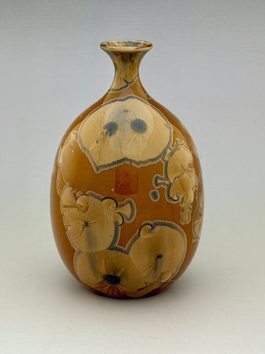 Hand-Thrown Porcelain Flower Vase – Tiger’s Eye Crystalline Glaze – Stephan Roy Studio