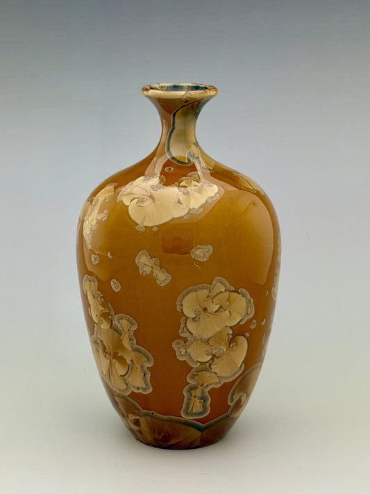 Hand-Thrown Porcelain Flower Vase – Tiger’s Eye Crystalline Glaze – Stephan Roy Studio