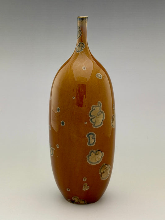Hand-Thrown Porcelain Decorative Bottle – Rich Golden Crystalline Glaze – Stephan Roy Studio