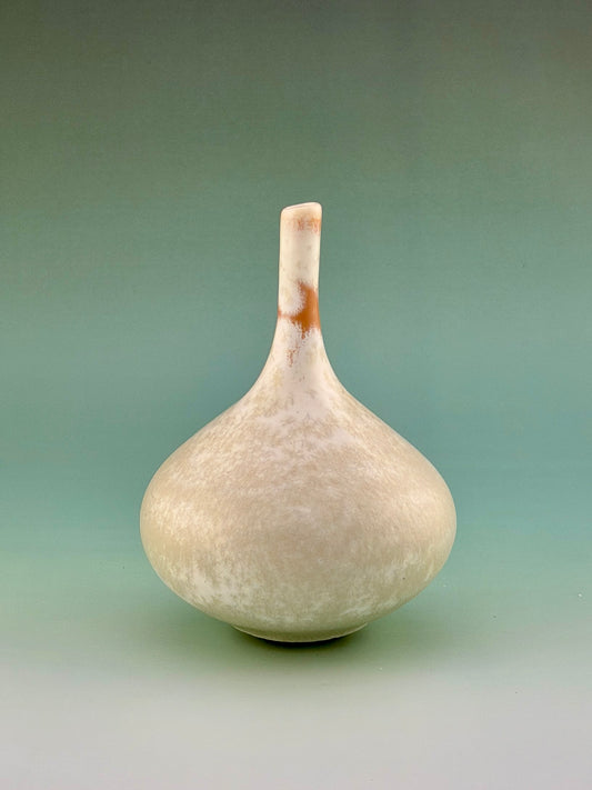 Hand-Thrown Porcelain Miniature Vase – Pale Matte White Crystalline Glaze – Stephan Roy Studio