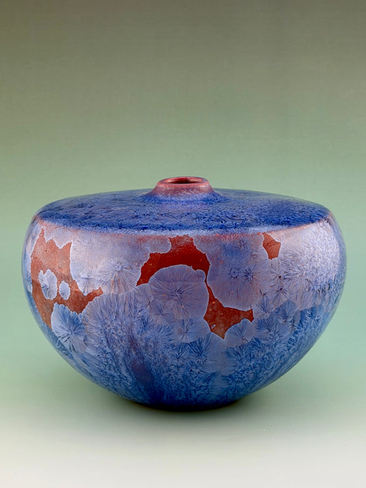 Hand-Thrown Vase – Rich Cobalt Blue Crystalline Glaze / Stephan Roy Studio