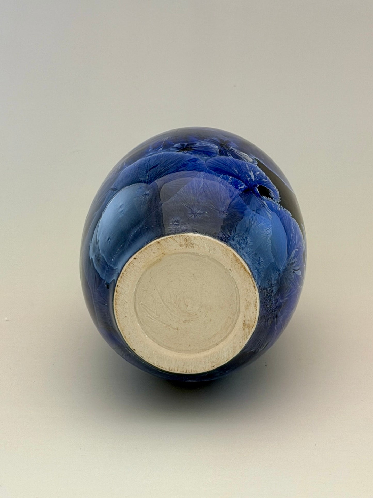 Hand-Thrown Porcelain Flower Vase – Pale Cobalt Blue Crystalline Glaze – Stephan Roy Studio