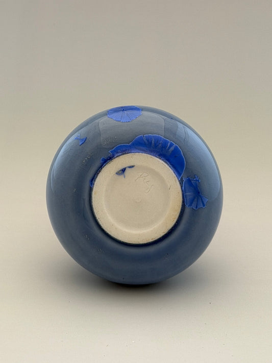 Hand-Thrown Porcelain Miniature Vase – Pale Cobalt Blue Crystalline Glaze – Stephan Roy Studio