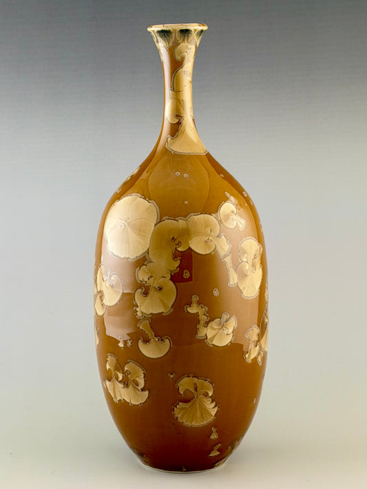 Hand-Thrown Porcelain Medium Flower Vase – Rich Golden Crystalline Glaze – Stephan Roy Studio