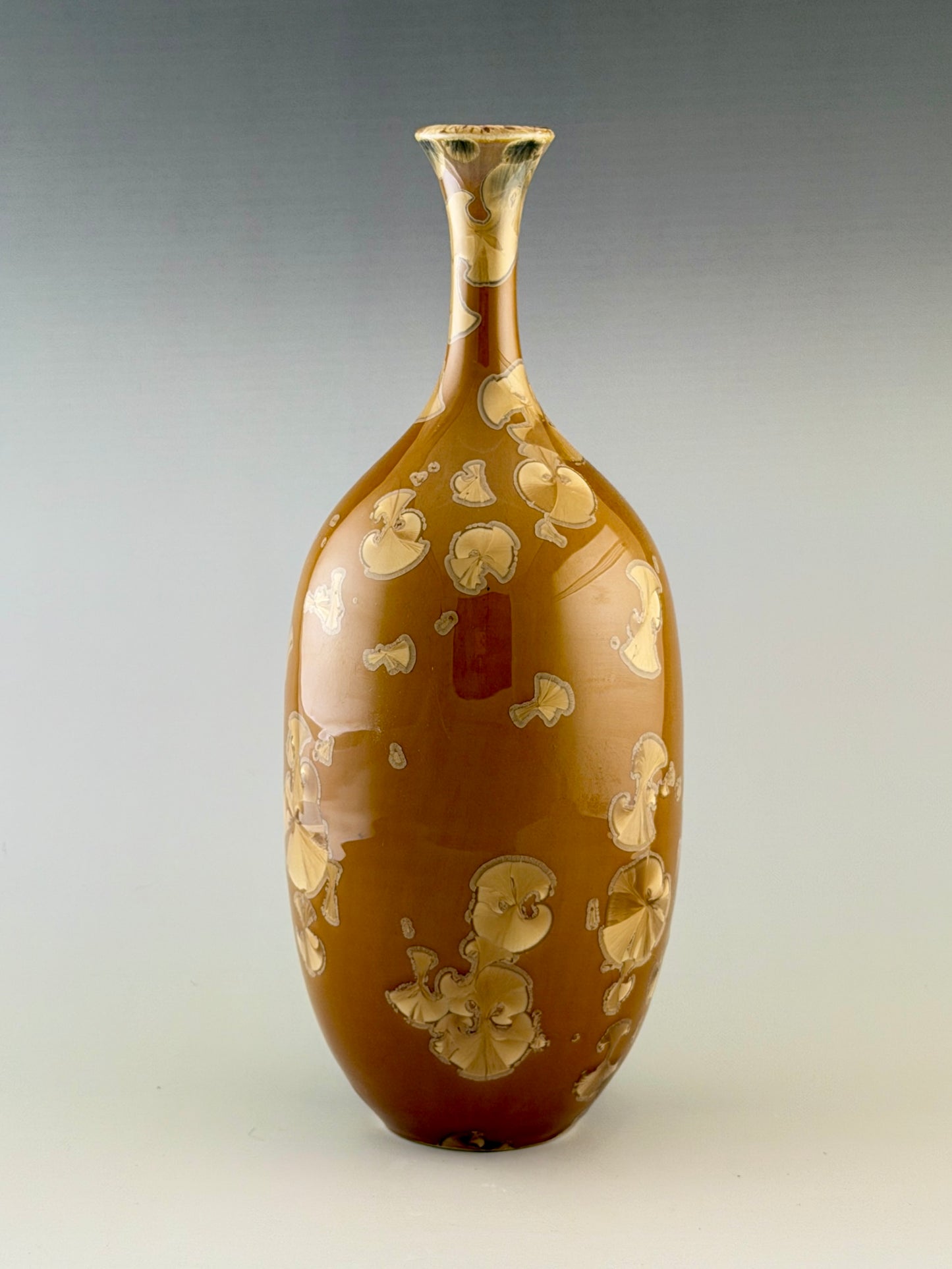 Hand-Thrown Porcelain Medium Flower Vase – Rich Golden Crystalline Glaze – Stephan Roy Studio