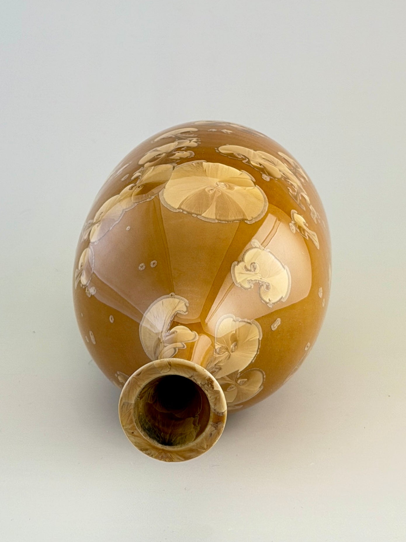 Hand-Thrown Porcelain Medium Flower Vase – Rich Golden Crystalline Glaze – Stephan Roy Studio