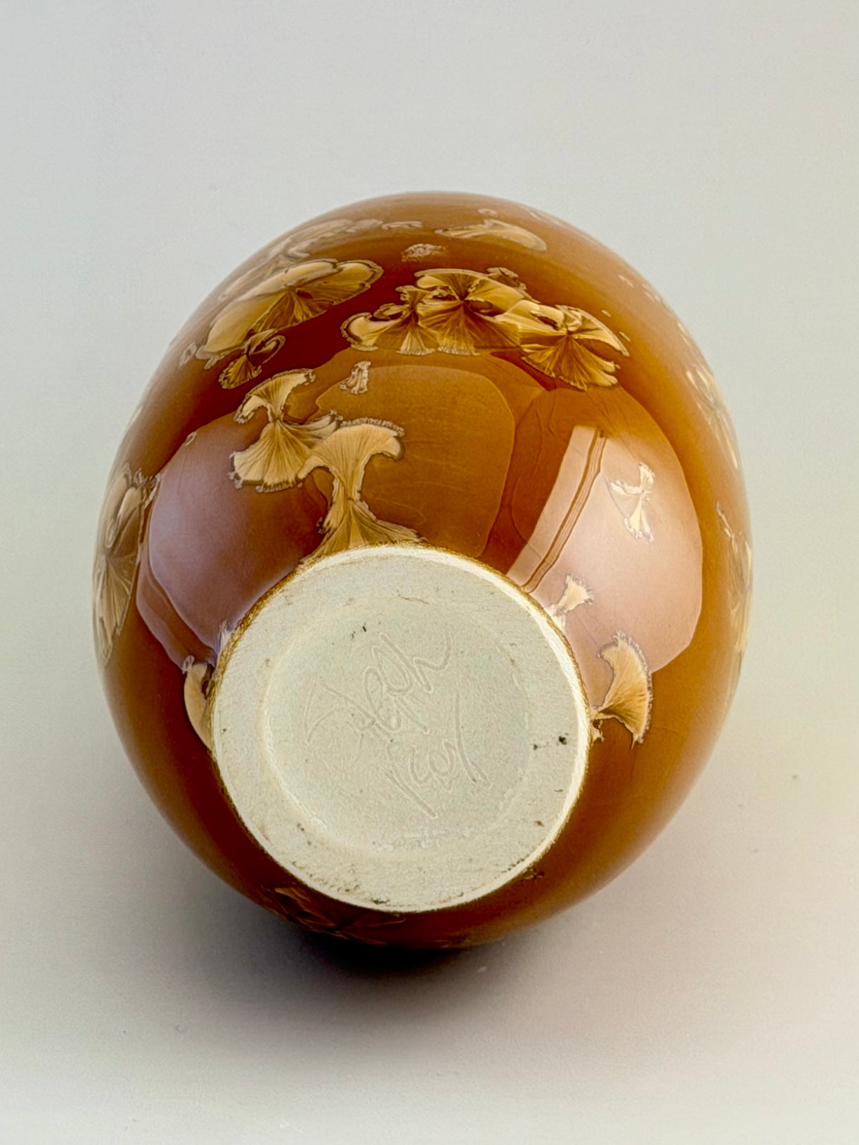 Hand-Thrown Porcelain Medium Flower Vase – Rich Golden Crystalline Glaze – Stephan Roy Studio