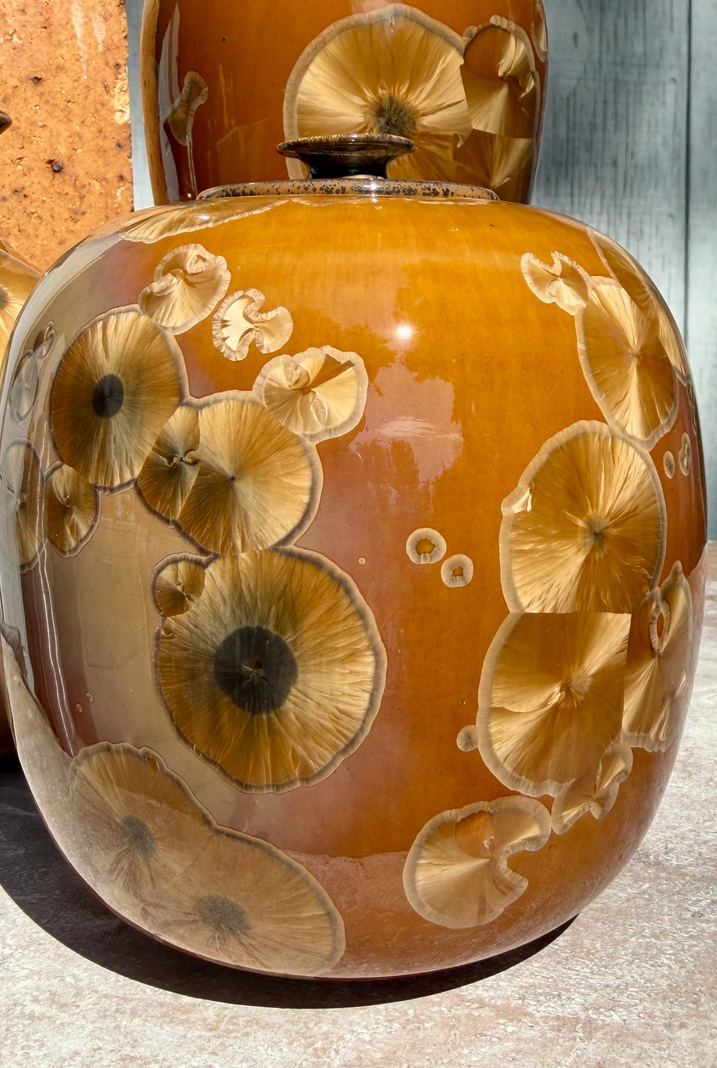 Hand-Thrown Porcelain Cremation Urn – 67 Cubic Inch Memorial Urn – Tiger’s Eye Crystalline Glaze – Stephan Roy Studio