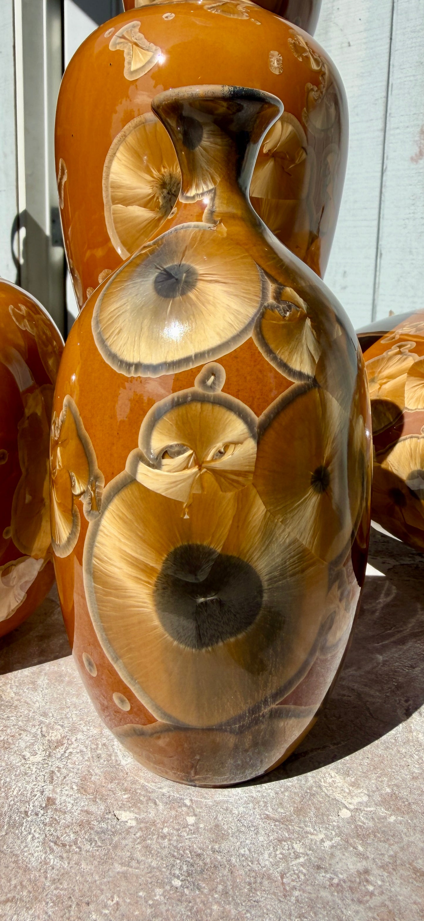 Hand-Thrown Porcelain Flower Vase – Tiger’s Eye Crystalline Glaze – Stephan Roy Studio