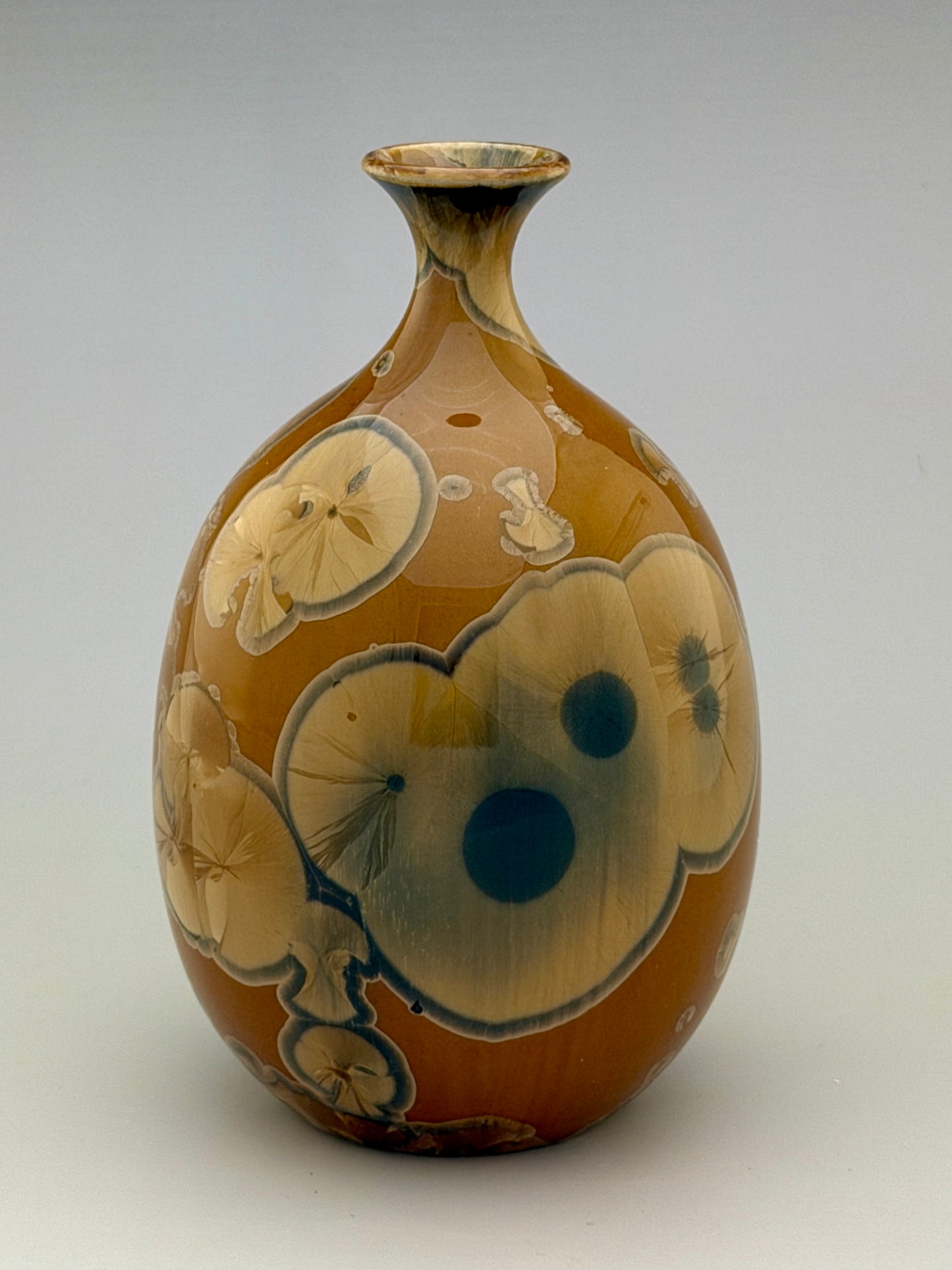 Hand-Thrown Porcelain Flower Vase – Tiger’s Eye Crystalline Glaze – Stephan Roy Studio