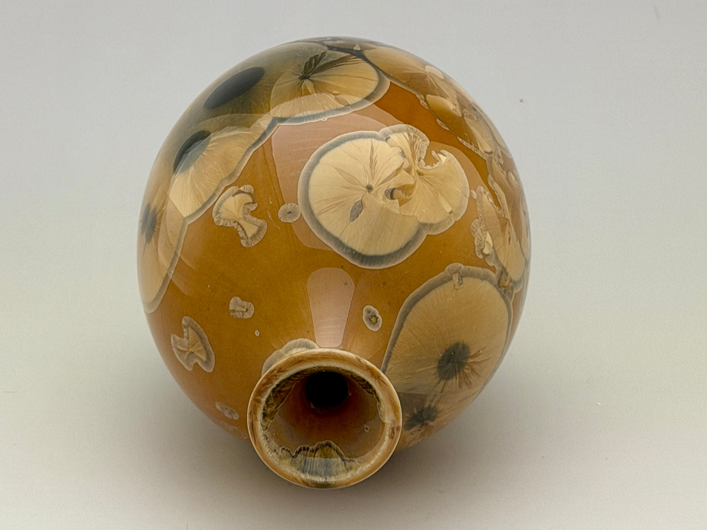 Hand-Thrown Porcelain Flower Vase – Tiger’s Eye Crystalline Glaze – Stephan Roy Studio