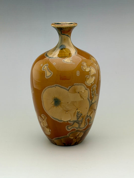 Hand-Thrown Porcelain Flower Vase – Tiger’s Eye Crystalline Glaze – Stephan Roy Studio