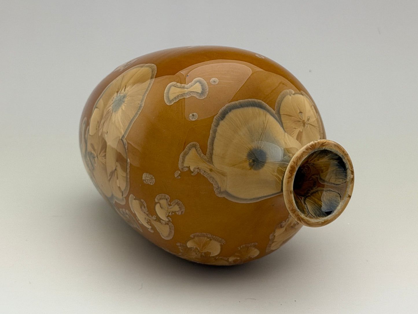 Hand-Thrown Porcelain Flower Vase – Tiger’s Eye Crystalline Glaze – Stephan Roy Studio