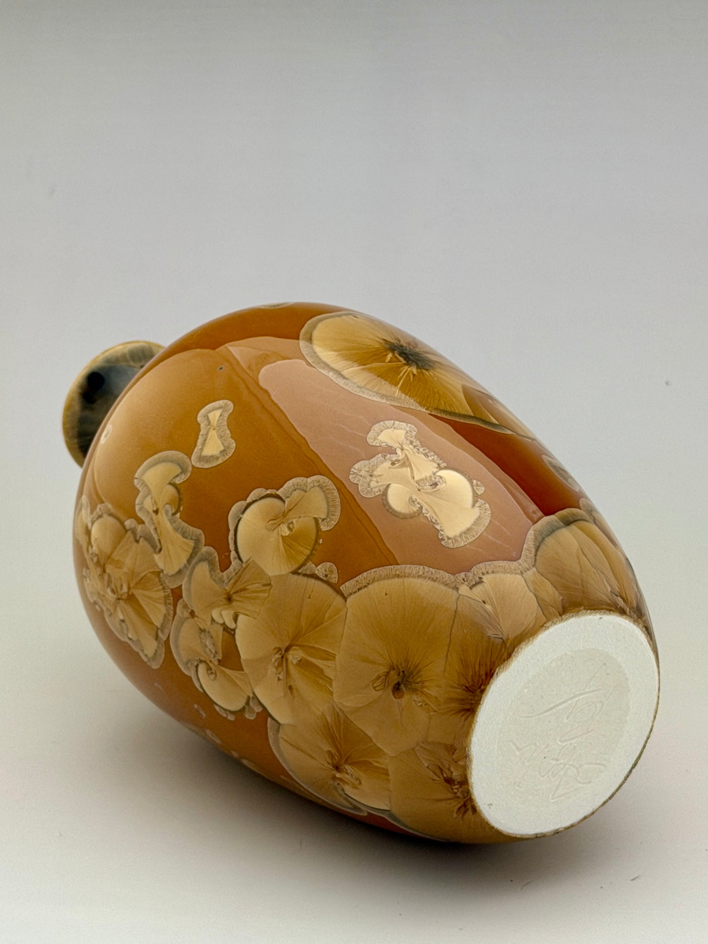 Hand-Thrown Porcelain Flower Vase – Tiger’s Eye Crystalline Glaze – Stephan Roy Studio
