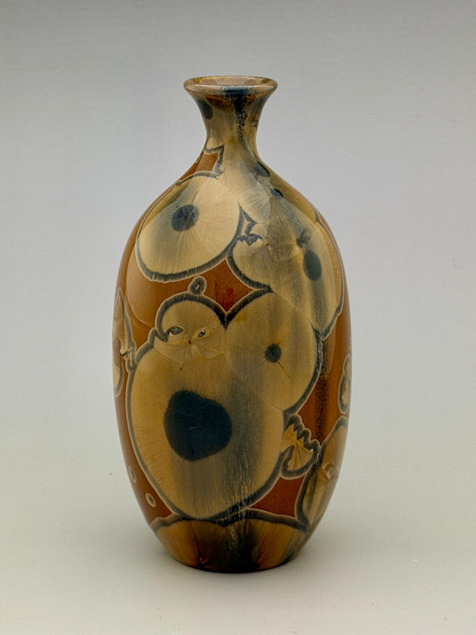 Hand-Thrown Porcelain Flower Vase – Tiger’s Eye Crystalline Glaze – Stephan Roy Studio