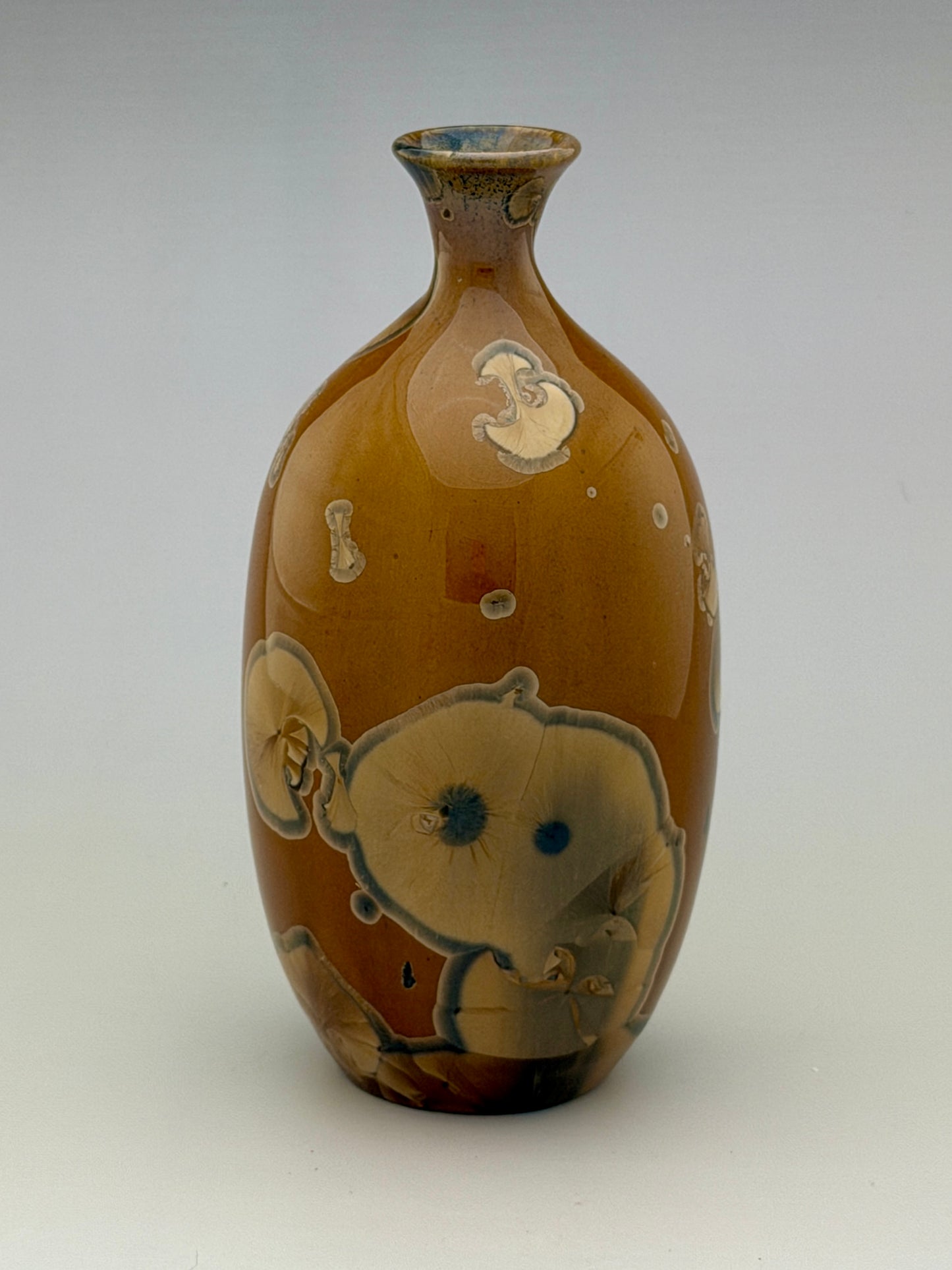 Hand-Thrown Porcelain Flower Vase – Tiger’s Eye Crystalline Glaze – Stephan Roy Studio