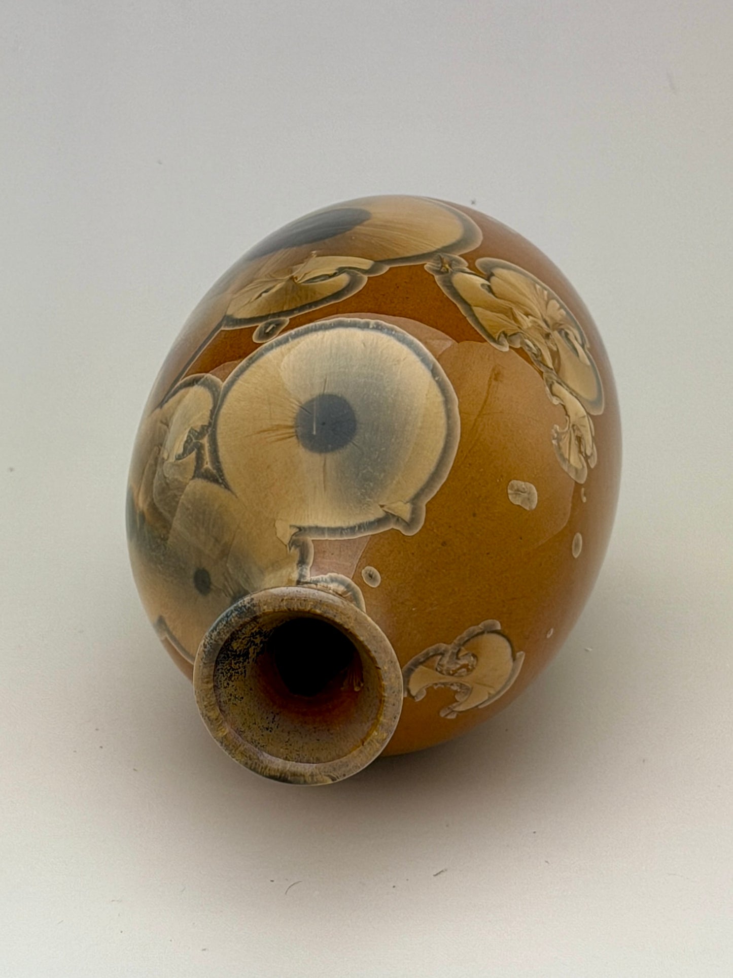 Hand-Thrown Porcelain Flower Vase – Tiger’s Eye Crystalline Glaze – Stephan Roy Studio