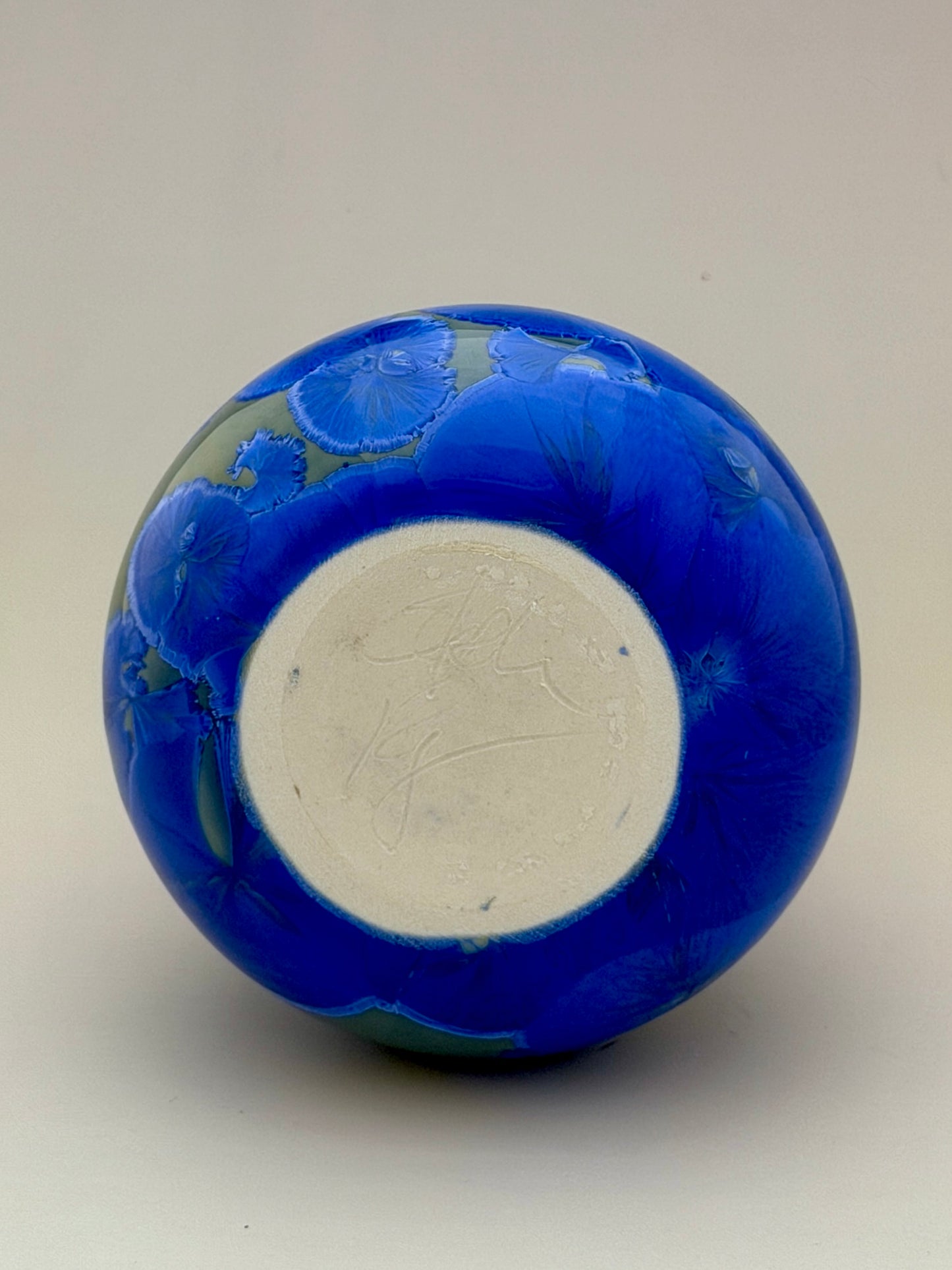 Hand-Thrown Porcelain Flower Vase – Pale Cobalt Blue Crystalline Glaze – Stephan Roy Studio