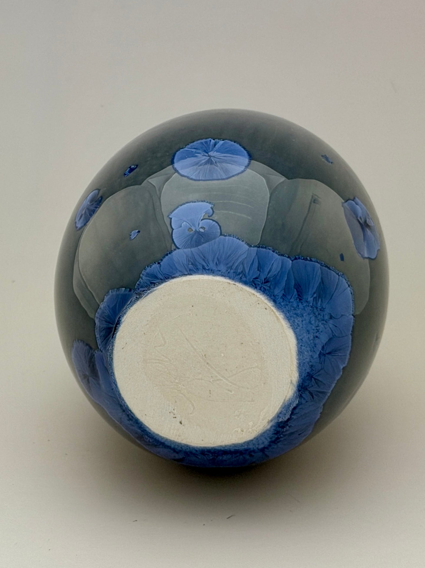 Hand-Thrown Porcelain Flower Vase – Pale Copper & Cobalt Blue Green Crystalline Glaze – Stephan Roy Studio