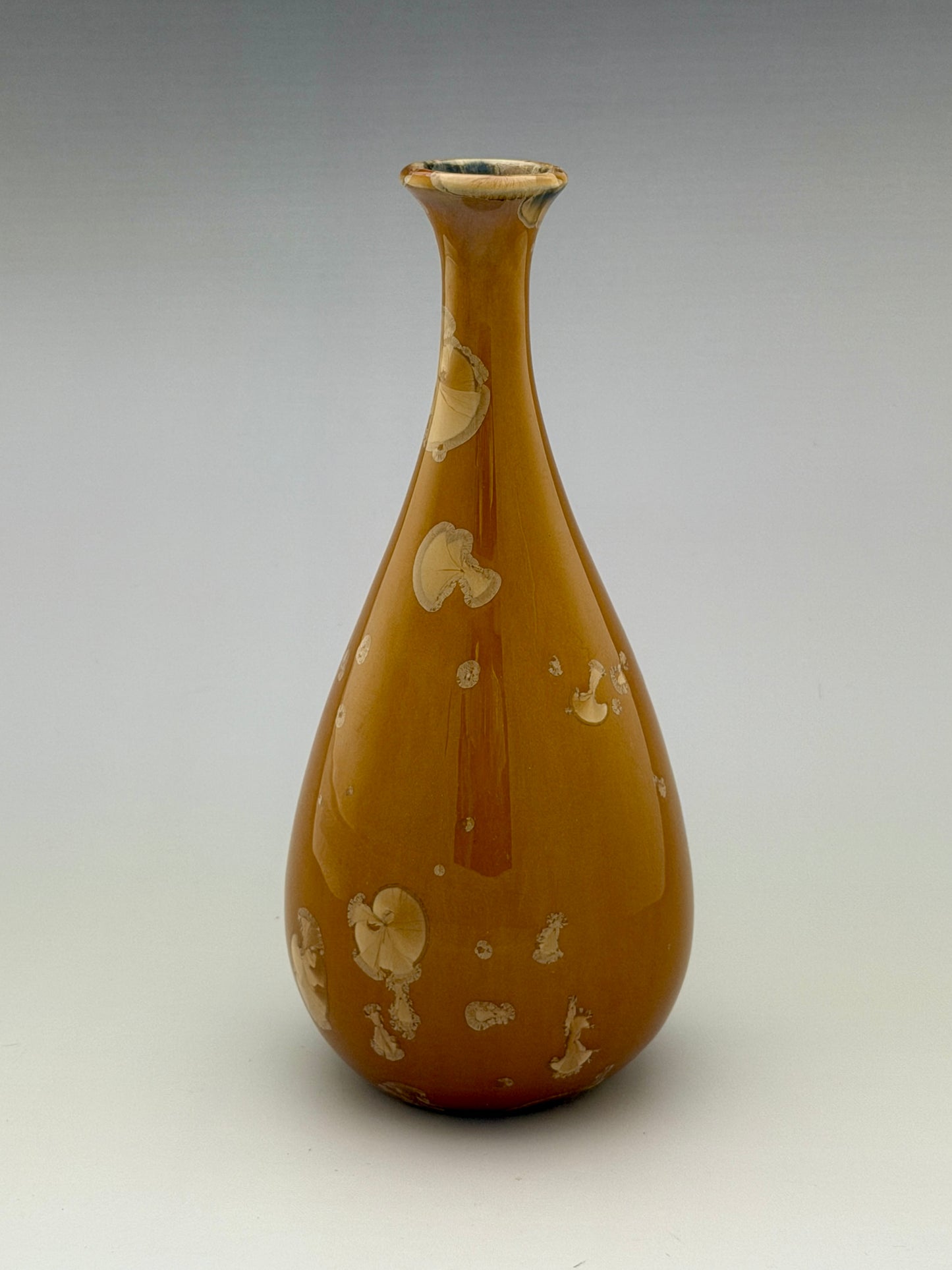 Hand-Thrown Porcelain Flower Vase – Tiger’s Eye Crystalline Glaze – Stephan Roy Studio