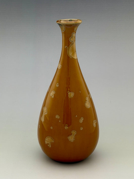 Hand-Thrown Porcelain Flower Vase – Tiger’s Eye Crystalline Glaze – Stephan Roy Studio