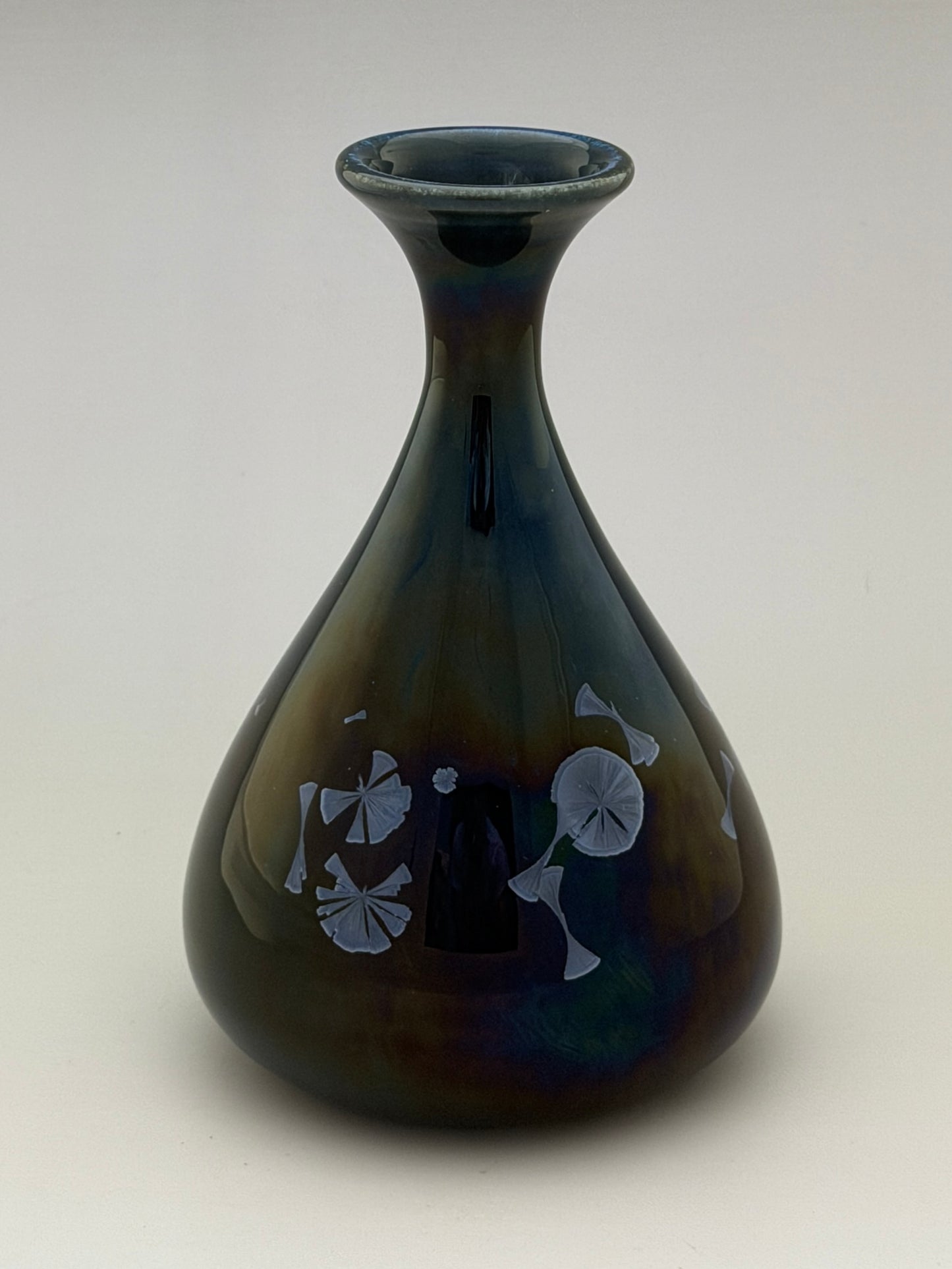 Hand-Thrown Porcelain Flower Vase – Midnight Cobalt Blue Crystalline Glaze – Stephan Roy Studio