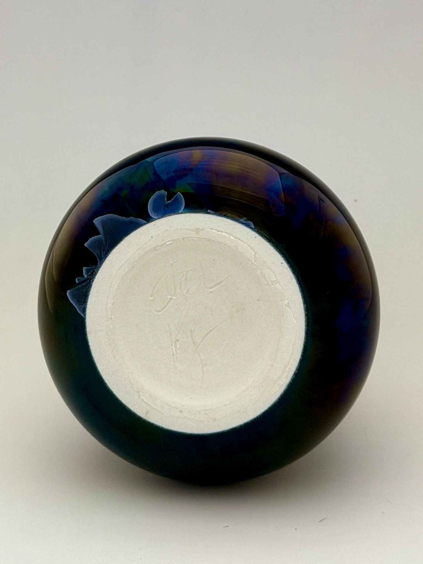 Hand-Thrown Porcelain Flower Vase – Midnight Cobalt Blue Crystalline Glaze – Stephan Roy Studio
