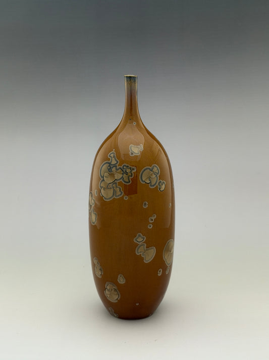 Hand-Thrown Porcelain Decorative Bottle – Rich Golden Crystalline Glaze – Stephan Roy Studio