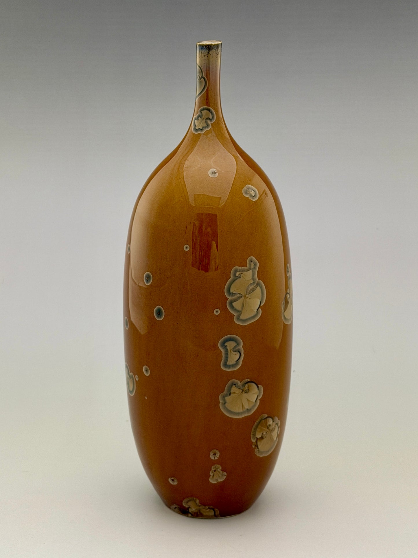 Hand-Thrown Porcelain Decorative Bottle – Rich Golden Crystalline Glaze – Stephan Roy Studio