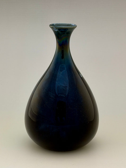 Hand-Thrown Porcelain Flower Vase – Midnight Cobalt Blue Crystalline Glaze – Stephan Roy Studio