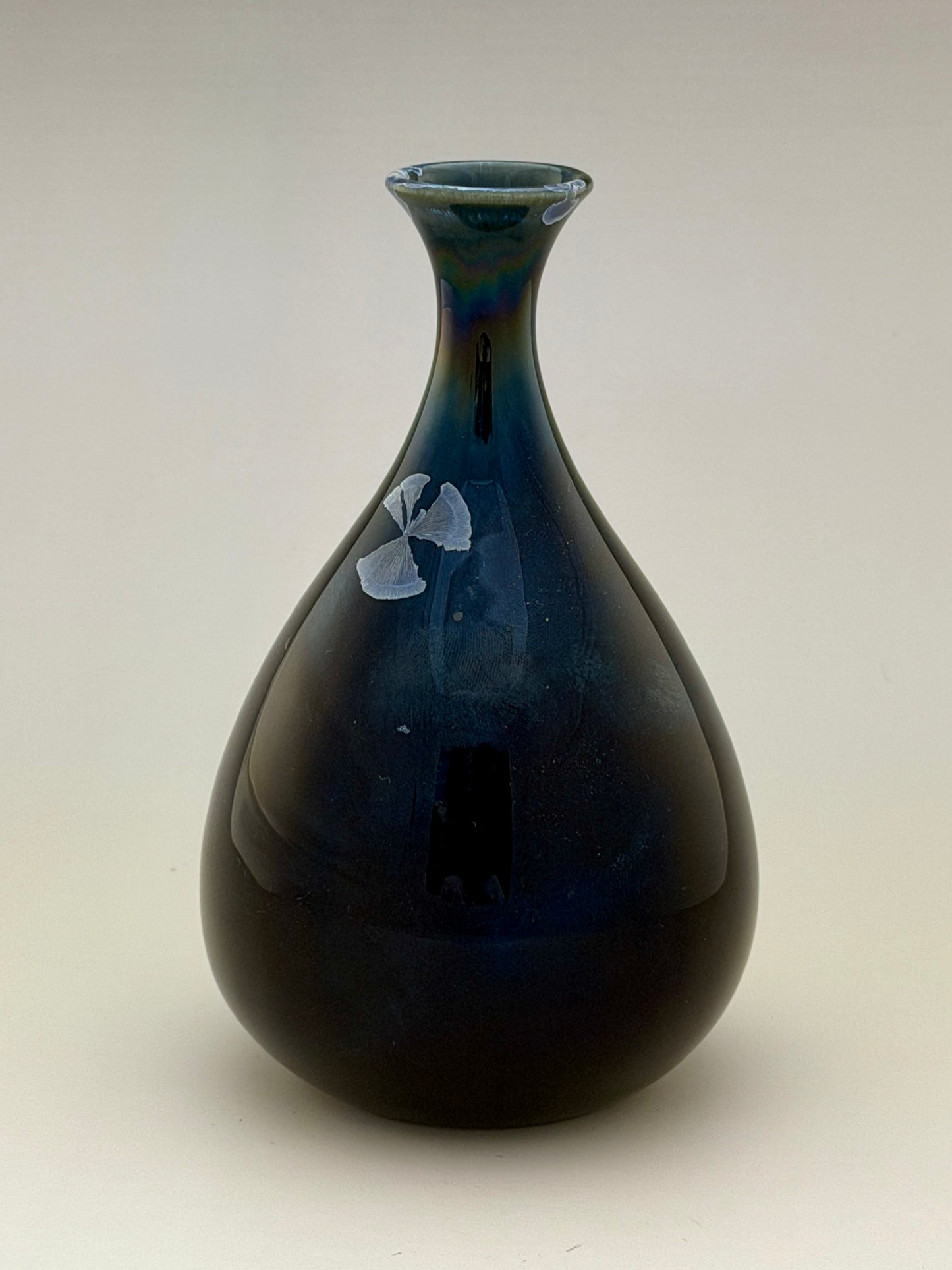Hand-Thrown Porcelain Flower Vase – Midnight Cobalt Blue Crystalline Glaze – Stephan Roy Studio