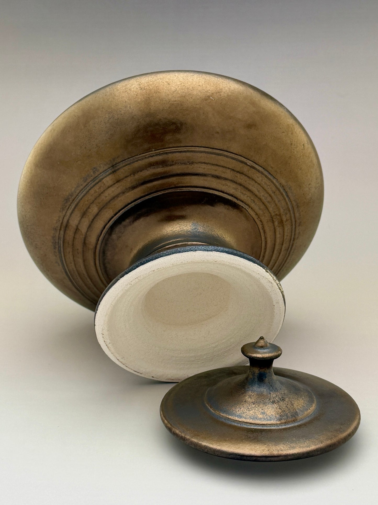 Hand-Thrown Porcelain Cremation Urn – 70 Cubic Inch Memorial Urn – Bronze Crystalline Glaze – Stephan Roy Studio