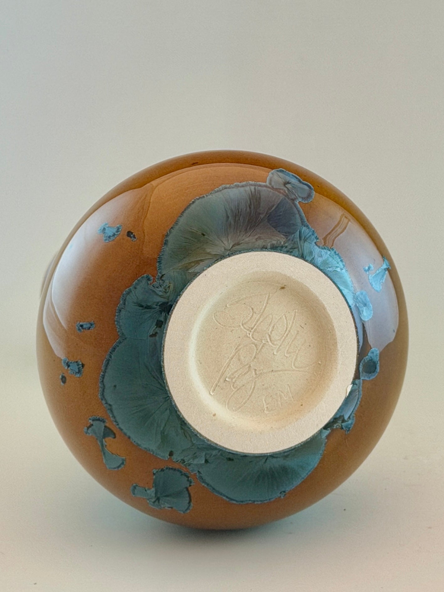 Hand-Thrown Porcelain Flower Vase #25 | Yellow Nickel Blue Crystalline Glaze | Stephan Roy Studio