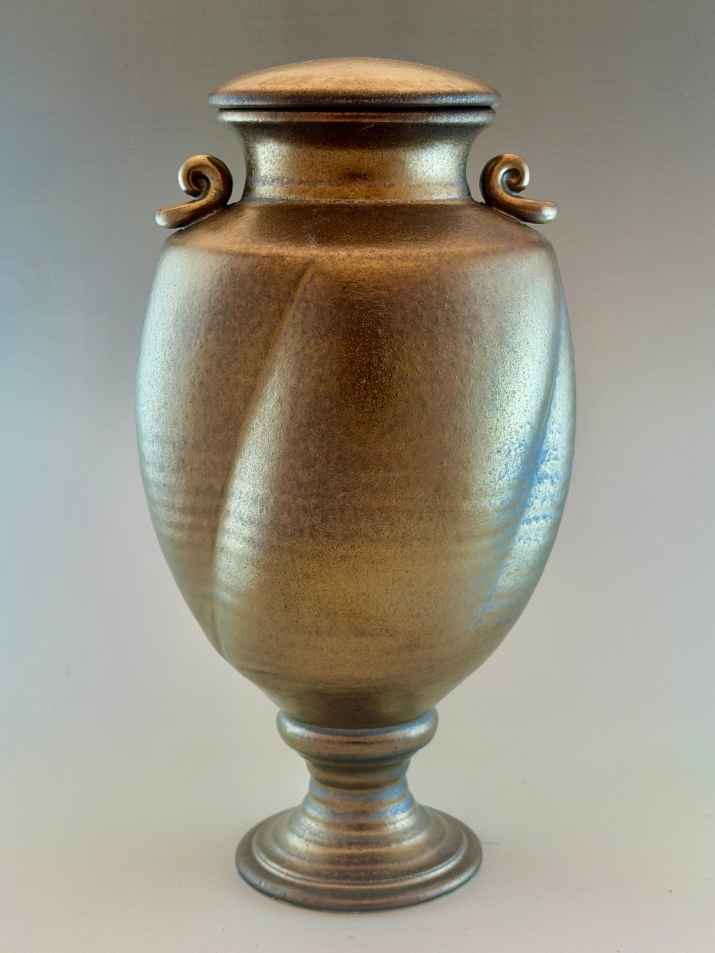 Hand-Thrown Porcelain Cremation Urn 168 cu in | Bronze Crystalline Glaze | Stephan Roy Studio