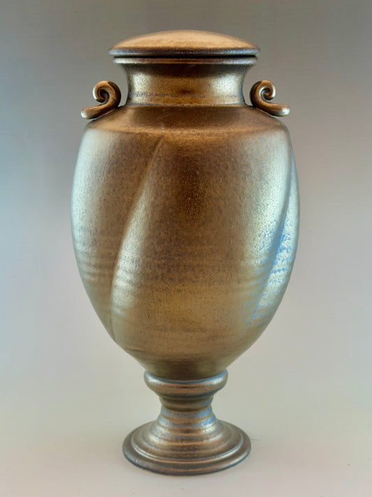 Hand-Thrown Porcelain Cremation Urn 168 cu in | Bronze Crystalline Glaze | Stephan Roy Studio