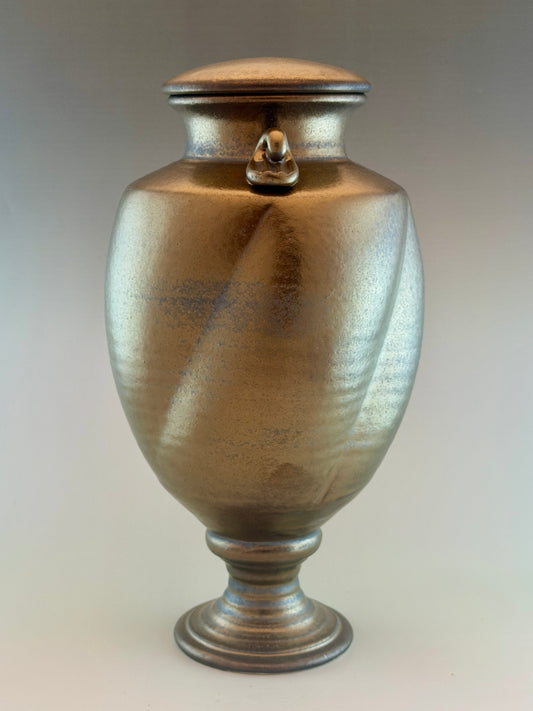Hand-Thrown Porcelain Cremation Urn 168 cu in | Bronze Crystalline Glaze | Stephan Roy Studio