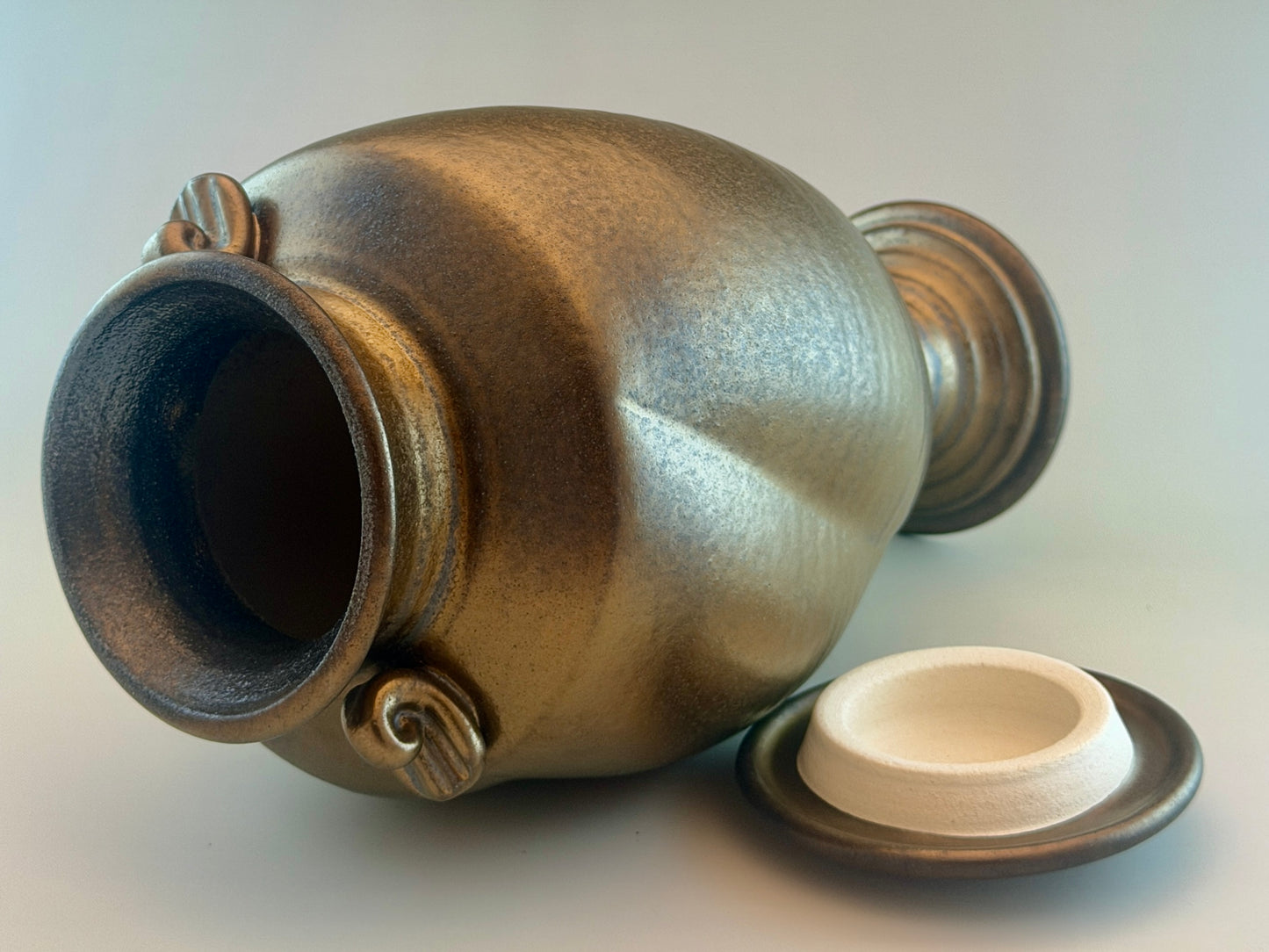 Hand-Thrown Porcelain Cremation Urn 168 cu in | Bronze Crystalline Glaze | Stephan Roy Studio