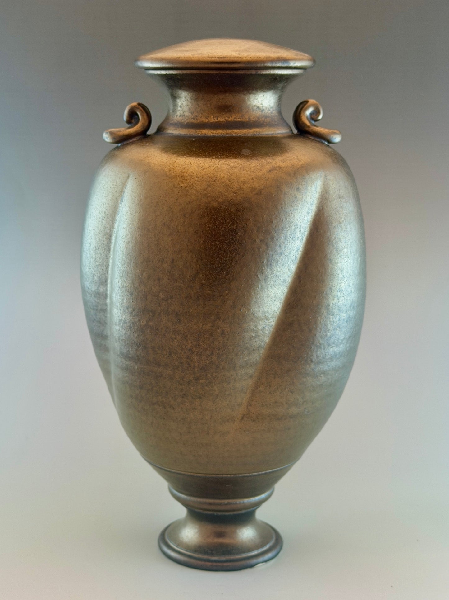 Hand-Thrown Porcelain Cremation Urn 168 cu in | Bronze Crystalline Glaze | Stephan Roy Studio
