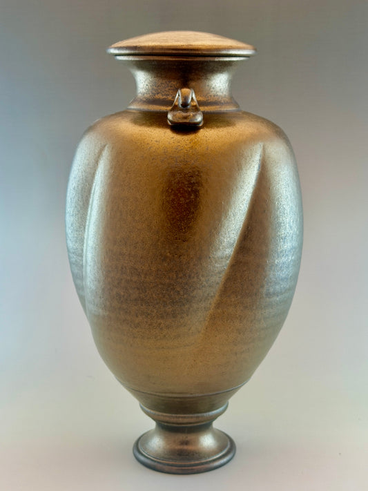 Hand-Thrown Porcelain Cremation Urn 168 cu in | Bronze Crystalline Glaze | Stephan Roy Studio